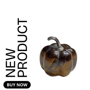 NEW Tiger's Eye Mini Pumpkin Gemstone with Sterling Silver Stem